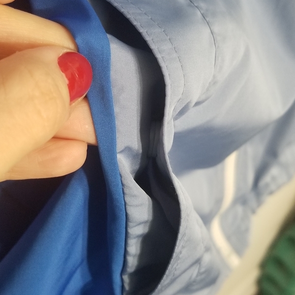 Old Navy Go-H2O Rain Coat Blue White Jacket Blue White Mesh Drawstring Hem Waist - Picture 2 of 8